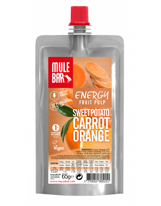 MuleBar Organic Fruit pulp Sweet potato Orange Carrot 65g