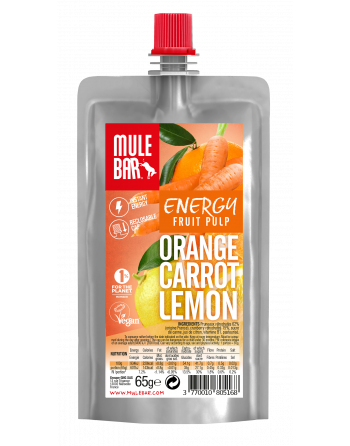 MuleBar Pulpe de fuit bio Orange Carotte Citron 65g