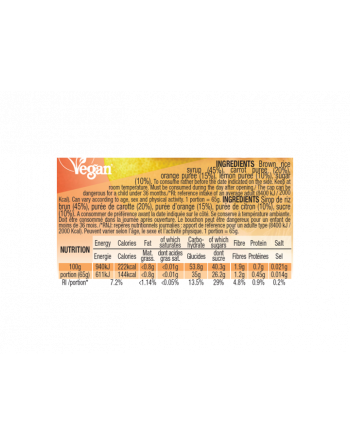 MuleBar Organic Fruit pulp Orange Carrot Lemon 65g