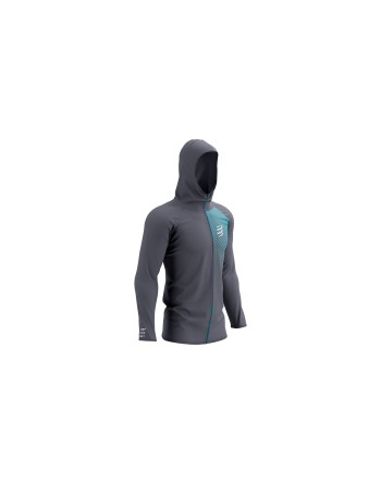 3D Thermo Seamless Hoodie Zip - BLACK/MAGNET MOSAIC BLUE
