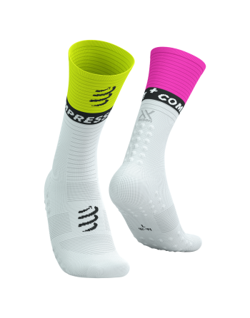 Mid Compression Socks V2.0 - WHITE/SAFE YELLOW/NEO PINK 