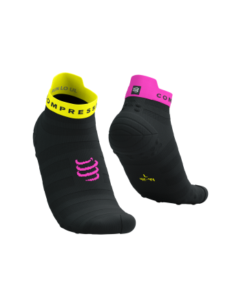 Pro Racing Socks v4.0 Ultralight Run Low - BLACK/SAFE YELLOW/NEO PINK 